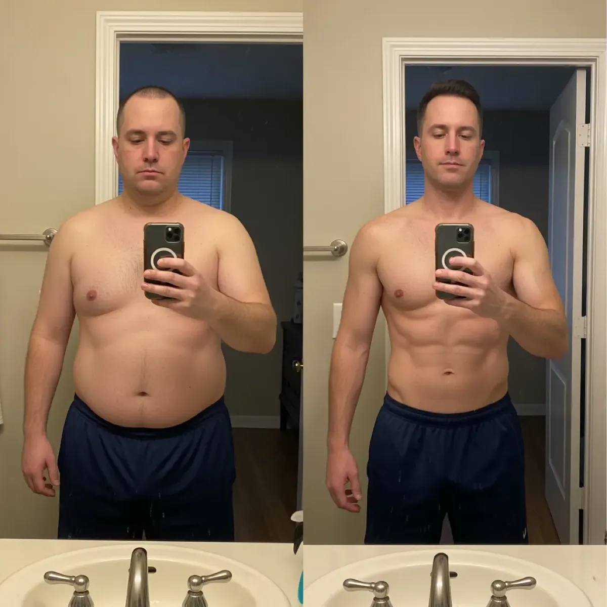 James M. weight loss before and after, 5 month progression
