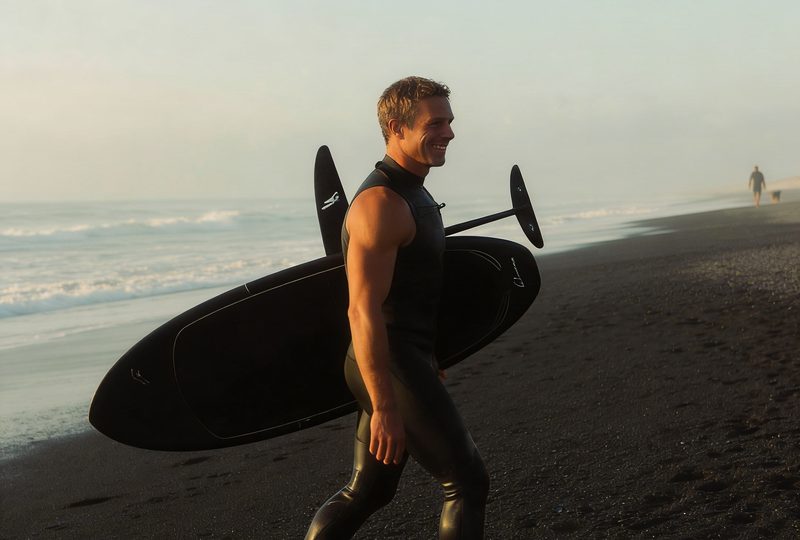 Patient with surfboard